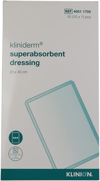 Superabsorbent Dressings 20cm x 40cm (Box of 10 dressings) -