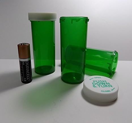Plastic Prescription Green Vials/Bottles 25 Pack w/Caps Larger 16 Dram Size-NEW