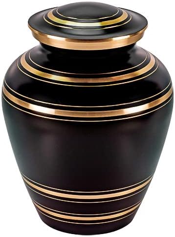Elite Onyx Urn for Ashes, Medium Black and Gold Cremation Urn, Child Sized Urn, 6 Inches Tall