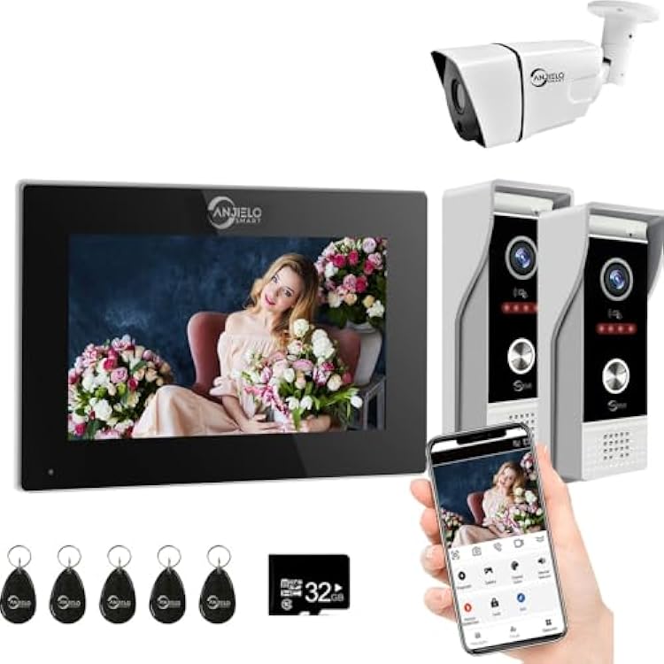 Wired Video Doorbell Apartment Intercom,1080P Doorbell and HD Camera,7 Inch Full Touch Monitor System,TUYA WiFi Smart Home Video Intercom Door Phone Kits for Villa Home 1 Monitor2 Doorbell1 Camera