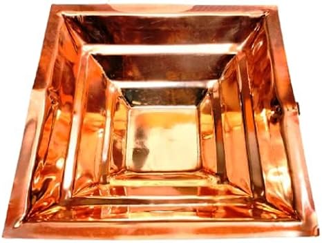 Copper Yagya Hawan Kund with Spoon with Handle On Both Side Poojan Purpose, Indian Cultural Religious Agnihotra Ideal Pooja Gift (15 Inch)