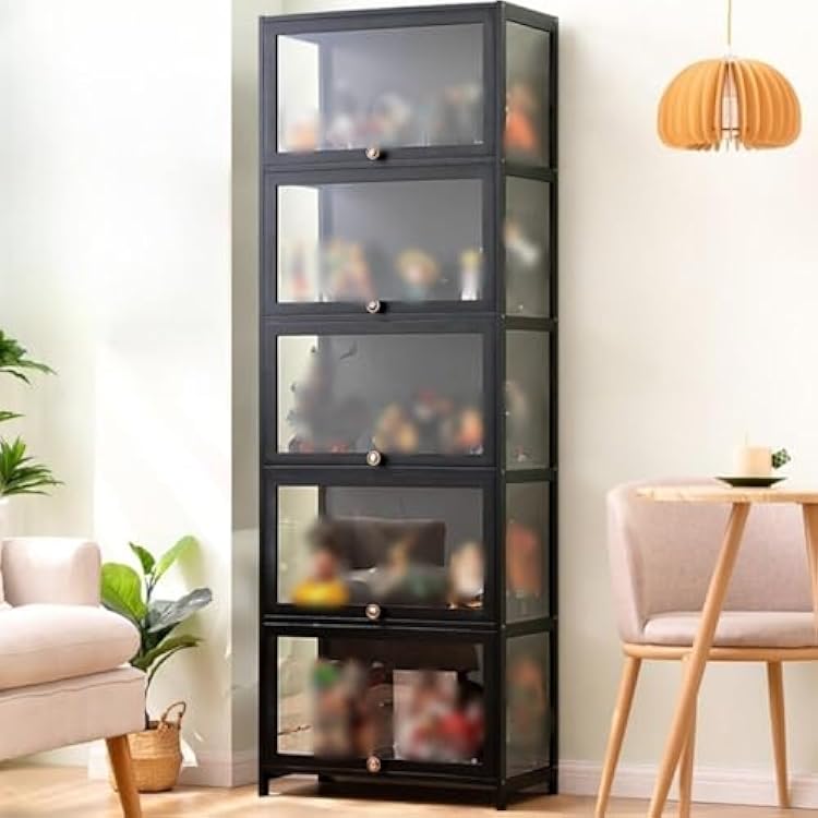 Curio Display Cabinet, Display Cabinet with 5-Tier Storage Shelves, Collectibles Toy Organizers Rack, Trophy Display Case,Storage Cabinets and Bookcase for Playroom,Acrylic Bookshelf
