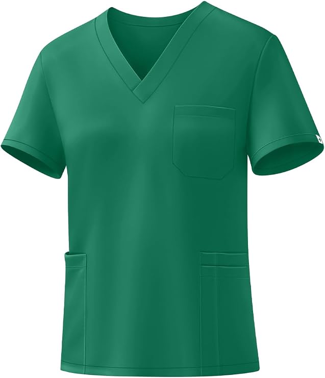 V-Neck Scrub Tops for Women, Stretch 4-Pocket Nurse Uniform