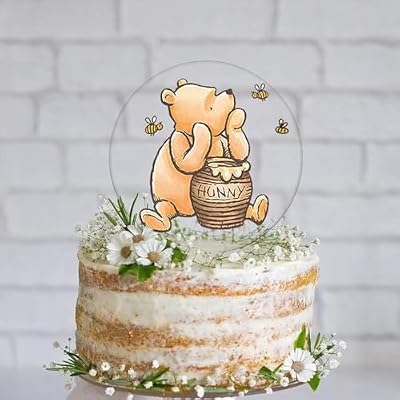 Winnie Cake Topper Welcome Baby Acrylic 5inch Cake Toppers Cupcake Toppers Classic Baby Shower Decorations Winnie Birthday Party Supplies