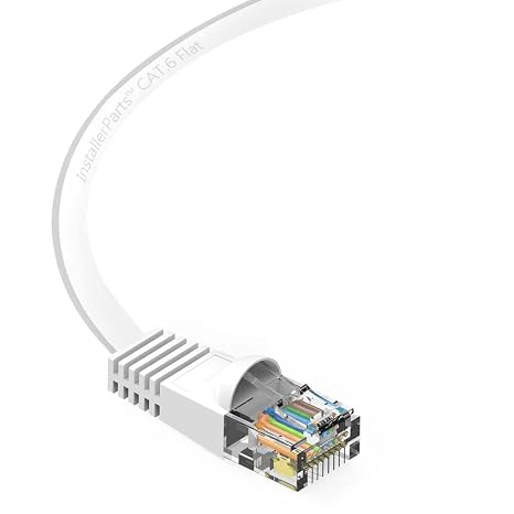 (10 Pack Ethernet Cable CAT6 Cable Flat 6 FT - White - Professional Series - 10Gigabit/Sec Network/High Speed Internet Cable, 550MHZ
