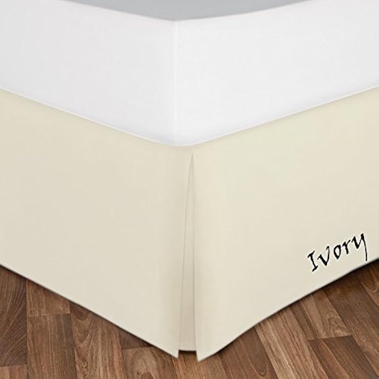 Queen Size White Bed Skirt | 12 Inch Drop - Ivory | Heavy 100% Cotton Blend | Pleated Design | Machine Washable | Durable Dust Ruffle for Bedroom Decor