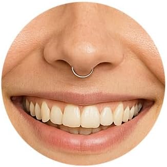 Silver Septum Rings - 24 Gauge 8mm Tiny Septum Jewelry Piercing - 925 Sterling Silver Clear Septum Ring Hoop For Women