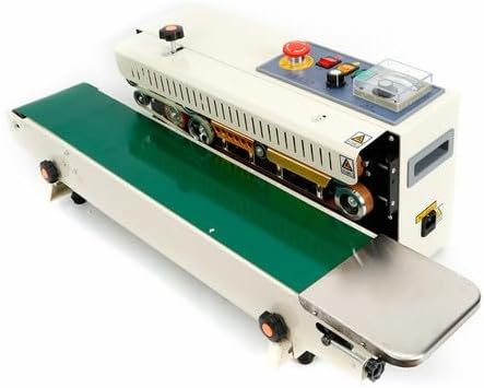 Fr-770 Automatic Sealing Machine Plastic Bag Sealer Continuous Band Horizontal Constant Heat 0-59Ft/Min Adjustable Speed With Embossing Wheel And Temperature Control For Food Pharma Packaging