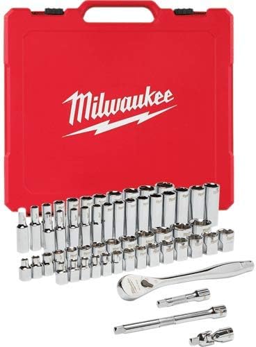Milwaukee 56-Piece 3/8" Dr. Ratchet and Socket Set SAE-Metric