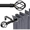 Curtain Rods 40 to 62 inch, 5/8 inch Diameter Curtain Rod Set with Decorative Twisted Cage Finials, Heavy Duty Curtain Pole with Bracket, Easy Install Drape Rod for Living Room, Black