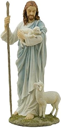US 11.38 Inch Jesus The Shepherd Decorative Figurine, Pastel Color