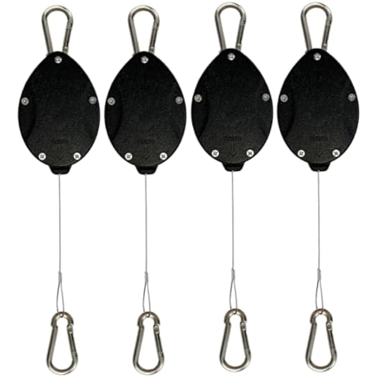 4 Pack Plant Hook Pulley, 2024 Upgraded Retractable Plant Hanger Easy Reach Hanging Flower Basket for Garden Baskets Pots and Birds Feeder Hang High up and Pull Down to Water Or Feed
