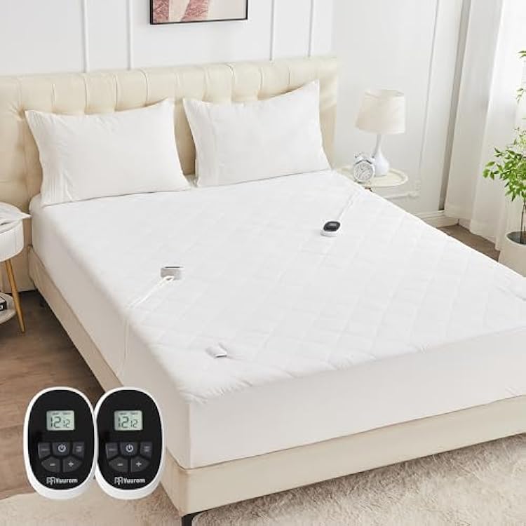 Heated Mattress Pad King 7880, Bed Warmer with Memory&Preheat Functions, Electric Mattress Pad Dual Control 12 Heat Settings 12-Hour Auto Off 13ft Extra Long Cord Fits 18-24 Deep Pocket