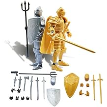 T13 Armored Knight Action Figure Set of 2 - Fully Articulated 3D Dummy 13 Titan Nova Models - 5.9 inch Posable Knight Figures with Weapons for Animation Drawing and Desktop Decor REQUIRES ASSEMBLY!