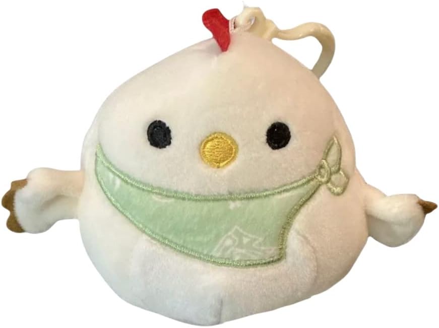 Squishmallow Official Kellytoy Easter Squad Squad Squishy Soft Plush Animal 3.5 inch clip with Todd Chicken Bandana