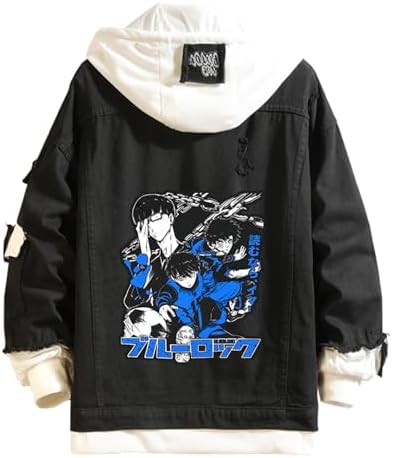 ISaikoy Anime BLUE LOCK Denim Jacket Isagi Yoichi Long Sleeve Jeans Sweatshirt Sweater Hoodie