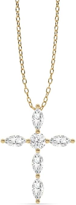 La Joya Lab Grown Diamond Cross Necklace for Women| 10K White & Yellow Gold