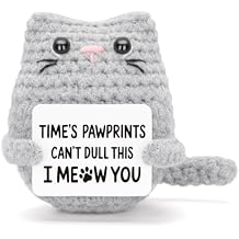 FunisFun Crochet Cat, Positive Crochet Animals for Friend Mom Dad Emotional Nuggets Support Birthday Gifts for Coworker