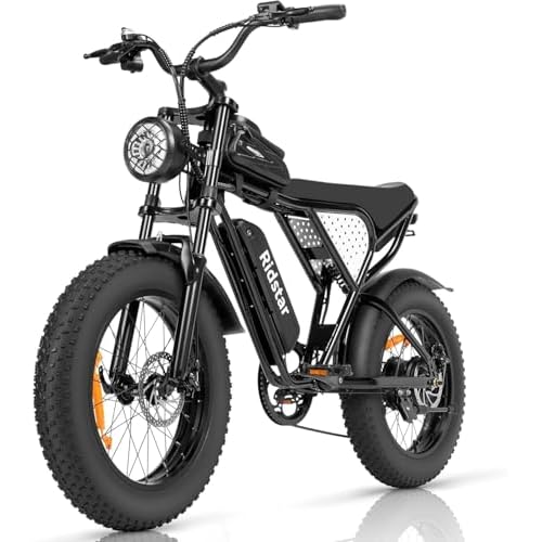 Ridstar Electric Bike for Adults, Peak 30001500W, 3730MPH,52V 40AH,48V20AH E-Bike,30-180 Miles Electric Motorcycle, 20 Fat Tire Dirt Bike, UL2849 GCC All Terrain for Mountains, Snow, Sand, Road