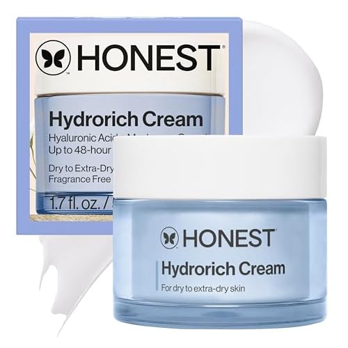 Honest Beauty Hydrorich Cream with Hyaluronic Acid  Mushroom Complex, Clinically Tested for Dry Skin, Dermatologist Tested, Hypoallergenic, Vegan, EWG Verified
