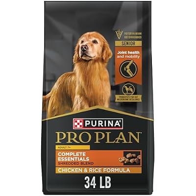 Purina Pro Plan Senior Dog Food With Probiotics for Dogs, Shredded Blend Chicken & Rice Formula - 34 lb. Bag