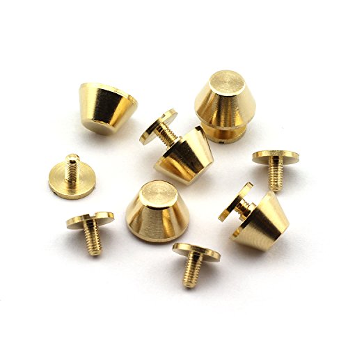 LQ Industrial 25-Pack 12 Purse Handbag Feet Nailhead Flat Stud Solid Brass Screw-Back Spike Metal Cone Studs Rivet Leather Craft DIY