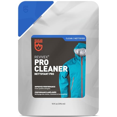 GEAR AID Revivex Pro Cleaner Wash for Synthetic Technical Fabrics, GORE-TEX Jackets, Tents, Sleeping Bags, Ski Pants, Gloves, and Outdoor Waterproof-Breathable Gear, 10 fl oz