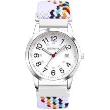 Lancardo Braided Elastic Strap Watch: Analog Quartz Adjustable Stretch Band Arabic 24-Hour Large Dial Casual Sport Wristwatch for Men Women Easy-to-Read