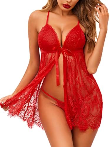 Avidlove Women Sexy Lingerie Babydoll Lace Chemise Eyelash Wedding Brial Lingerie