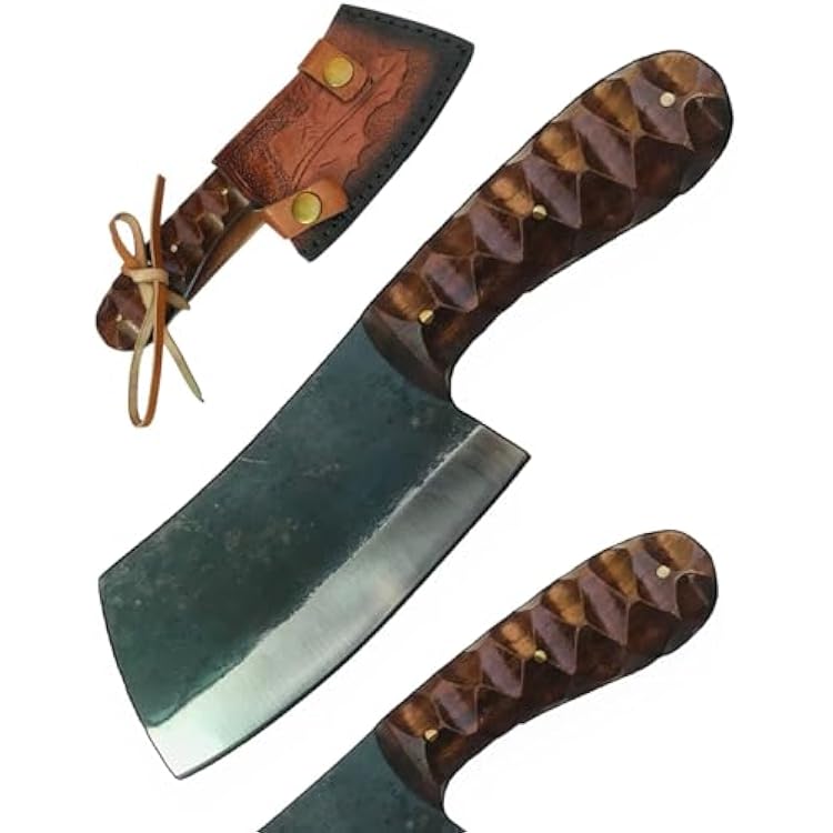 Handmade Mini Cleaver Fixed Blade Heavy Duty Sharp Kitchen Kinife with Sheath Butcher Knife for Chopping Hand Forged HC Steel for Home Outdoor Camping Cleaver Chef knife OC-CK-9988
