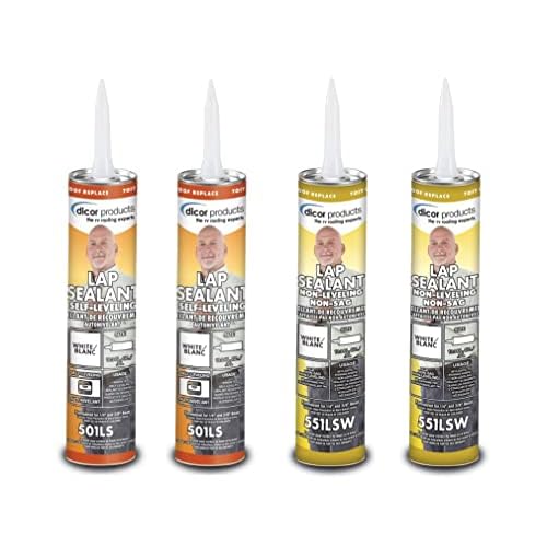Dicor 501LSW-1 Self-Leveling White Lap Sealant, 2 Pack and Dicor 551LSW-1 Non-Sag White Lap Sealant, 2 Pack 4 Tubes Total