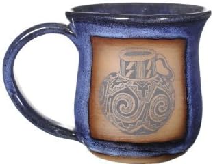 ALWAYS AZUL POTTERY Mug with Indian Pots in Real Blue - Handmade Ceramic Coffee Mug - Stylish and Unique Handcrafted Artistic Drinkware - Polished Clay Cups, Great for Coffee, Tea, and Art Lovers