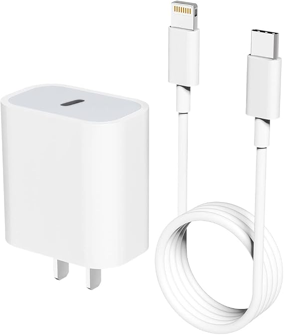 Fast Wall Charger for iPhone 11 12 Pro Max Mini XS/XR/X/SE2/8Plus iPad Pro 20W Watt USB C Type to Lightning Adapter 5FT Cable MFi Certified Quick Box Power PD Charging Block Plug