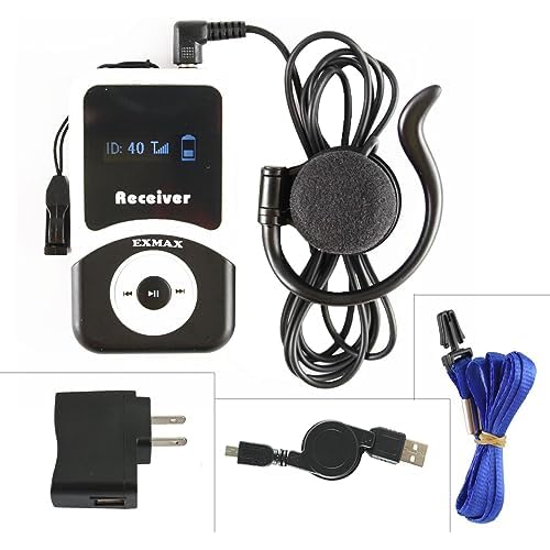 EXMAX EX-100R EX-100 Receiver Working for EX-100T Transmitter Wireless Tour Guide Acoustic Audio Transmission System For Church Translation Interpreting Teaching Conference Travel Museum 1 Receiver