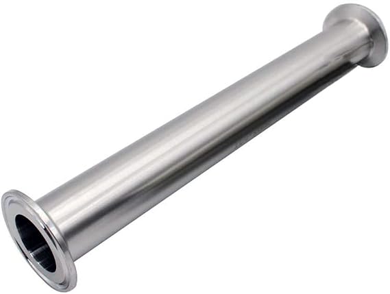 Sanitary Spool Tube Tri Clamp Tube 12" Length with 1.5" Tri Clamp 50.5mm Ferrule Flange 304 Stainless Steel Seamless Round Tube (pack of 1)