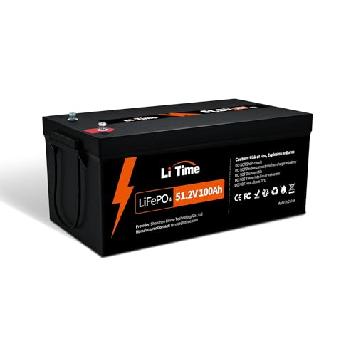 Litime 51.2V 100Ah LiFePO4 Lithium Battery Group 8D Built-in 100A BMS and Grade A Cells, Max. 5120W Load Power, with 4000-15000 Cycles & 10 Years Lifetime, Perfect for Solar Home, RV, Off-Grid.