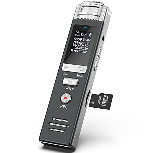48GB Digital Voice Recorder, HoTiyan Digital Recorder with Playback, Voice Activated Recorder Portable Audio Recording Device with microSD Expansion, Tape Recorder with Password for MeetingLectures