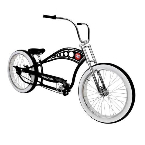 Tracer Fat Tire Beach Cruiser Bike, 26 Inch Stretch Chopper Bicycle For Adult,17 Speed Men Cruiser Bike With Oversized Hi-ten Stretch Steel Frame,Front Wheel 263.0,Rear Wheel 264.0 Multiple Colors