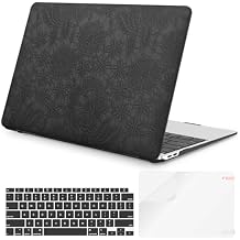 iLeadon Compatible with MacBook Air 2020 Case, 2022 2021 2020-2018 Release A2337 A2179 A1932, Slim Laptop Protective Plastic Hard Shell Cases+Keyboard Cover for A2337 MacBook Air Case (Black)