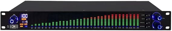 31-Band Stereo Graphic Equalizer, Audio Digital EQ Equalizer, LED Spectrum Display, 10 Preset Effects, Automatic Noise Reduction, DSP Processing Chip, Signal Processors for Recording Studio(1-channel)