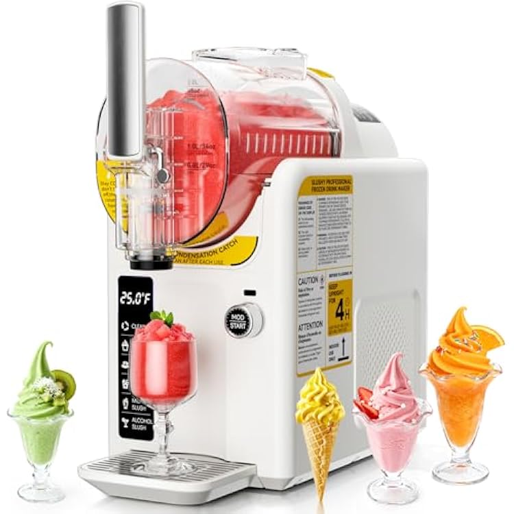 2 IN1 Soft Ice Cream Maker Slushie Machine for Home - 88oz Slushy Machine Maker No Ice Needed Self Cleaning, Frozen Drink Machine for Slushie, Margarita, Frappes, Milkshake