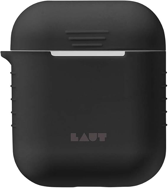 LAUT - POD for AirPods Charging Case | Slim Protective | Silicone Rubber | Easy Grip | Anti-Scratch (Charcoal (Black))