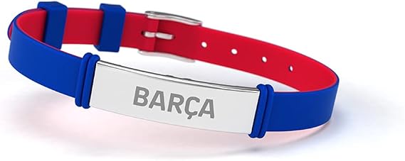 Fashion Bracelet Blue Adjustable for Men Women and Children Barça Silicone and Stainless Steel Bracelet Supports FCBarcelona with an Official Product FCB