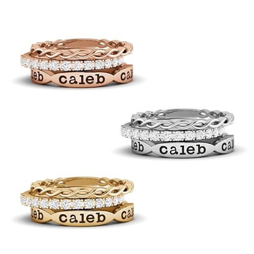 3PCS Personalized Stackable Rings with Birthstone for Women, Custom Mama Engraved Name Rings -Anniversary Birthday Valentines Gifts for Wife Mom