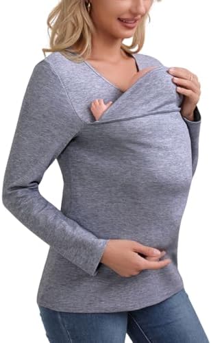Kangaroo Shirt for Dad and Baby, V-Neck Long Sleeve T-Shirt, Grey, Male, Baby Boys, Modern, Loose Fit