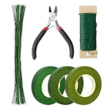 Floral Arrangement Kit, Floral Tape and Floral Wire with Cutter,Green Floral Tape 22 Guage Floral Stem Wire 26 Gauge Green Floral Wire for Bouquet Stem Wrap Florist, Wreath Making Supplies