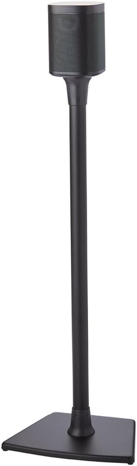 Sanus Wireless Sonos Speaker Stand for Sonos One, Play:1, Play:3 - Audio-Enhancing Design with Built-in Cable Management - Single Stand (Black) - WSS21-B1