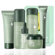 Avocado Skin Care Set,Facial Kit with Facial Cleanser,Toner,Eye Cream,Face Serum,Facial Serum,Face Cream,Lotion & 3PCS Face Mask,Travel Skincare Kit for Women (9PCS)