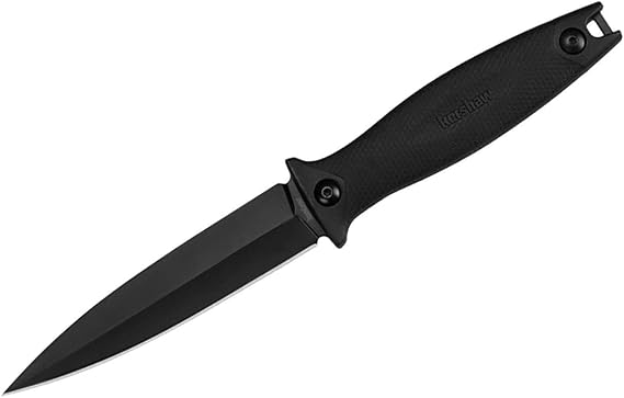 Kershaw Secret Agent (4007); Concealable Boot Knife with Strong Single Edge 8Cr13MoV Steel Blade; Arrives with Dual Carry Molded Sheath and Stealthy Non-Reflective Oxide Finish, 3 OZ