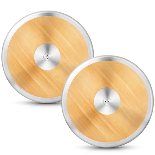 2 Pcs 1kg Wood Discus Track and Field Discus Sports Training Equipment for High School and College Throwers Competition Practice
